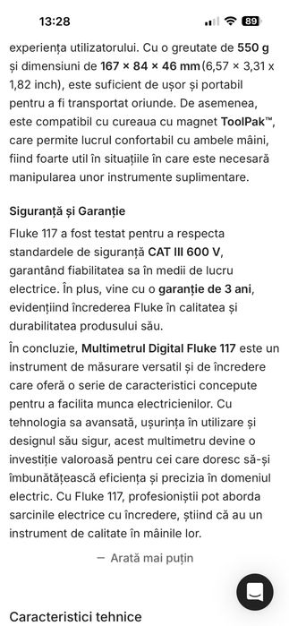 Fluke 117  multimetru