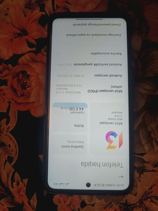 Poco x 3 pro sotiladi holati zur karobkaa dakumenti bor  xotira 256