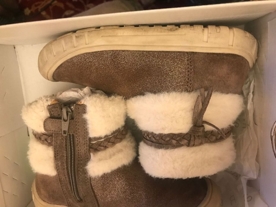 Cizme fetite Geox Omar, marime 27, piele si blanita, grej