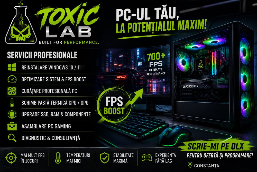 TOXIC LAB – Service PC Gaming | Windows | Optimizare FPS | Upgrade PC | Constanța