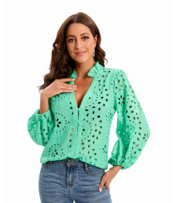 Супер елегантна дантелена риза с бродерия