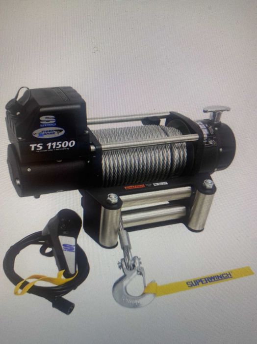 Troliu Tiger Shark 11500 - 11500lb 12V DC cu cablu de oțel negru