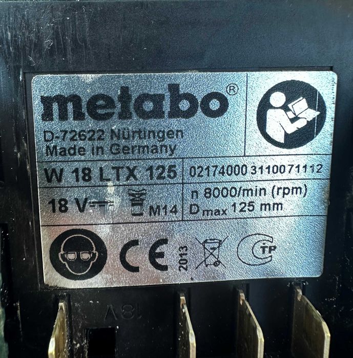 METABO W 18 LTX 125 - Акумулаторен ъглошлайф 18V