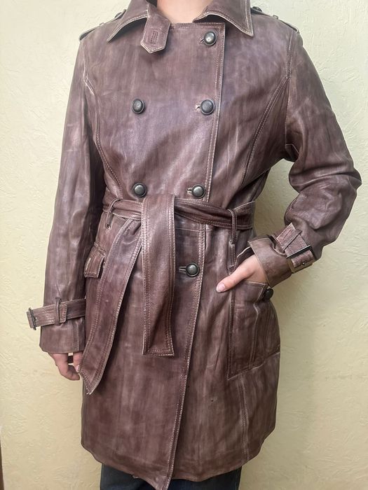 Плащ/ Тренч кожаный