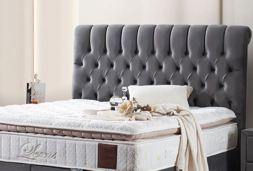 Тапицирано легло Lexus Платинено Сиво с луксозен матрак