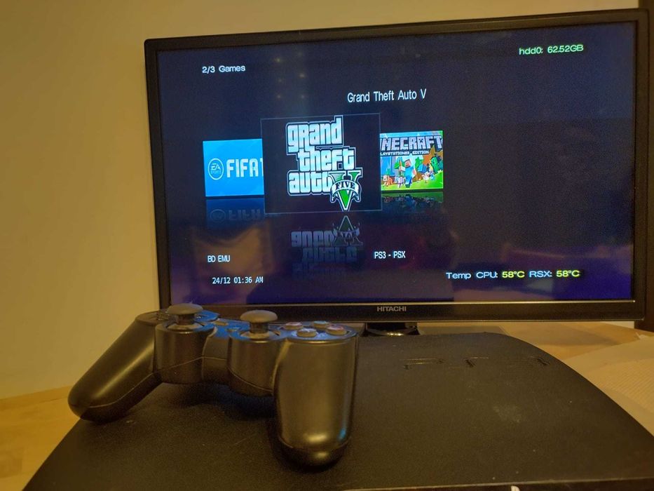 Consola sony playstation ps3 modata cu jocuri Gta 5,fifa,nfs..