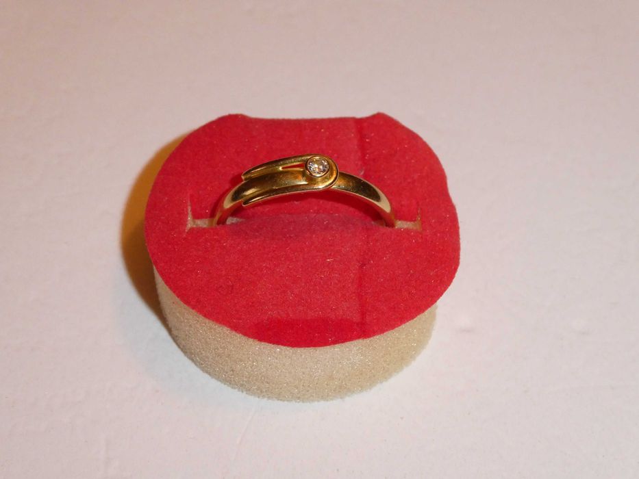 INEL AUR 18K + 1 Diamant = 0.05ct. - De logodna - Vintage - 3.4g. !