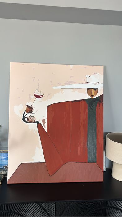 Tablou modern pictat  pe panza  100 cm x 80 cm