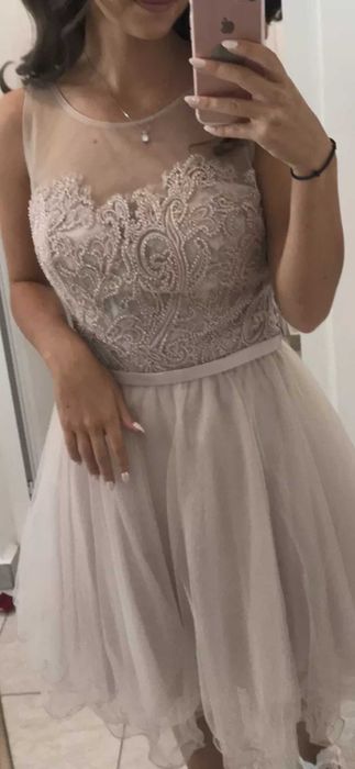 Официална рокля цвят пудра