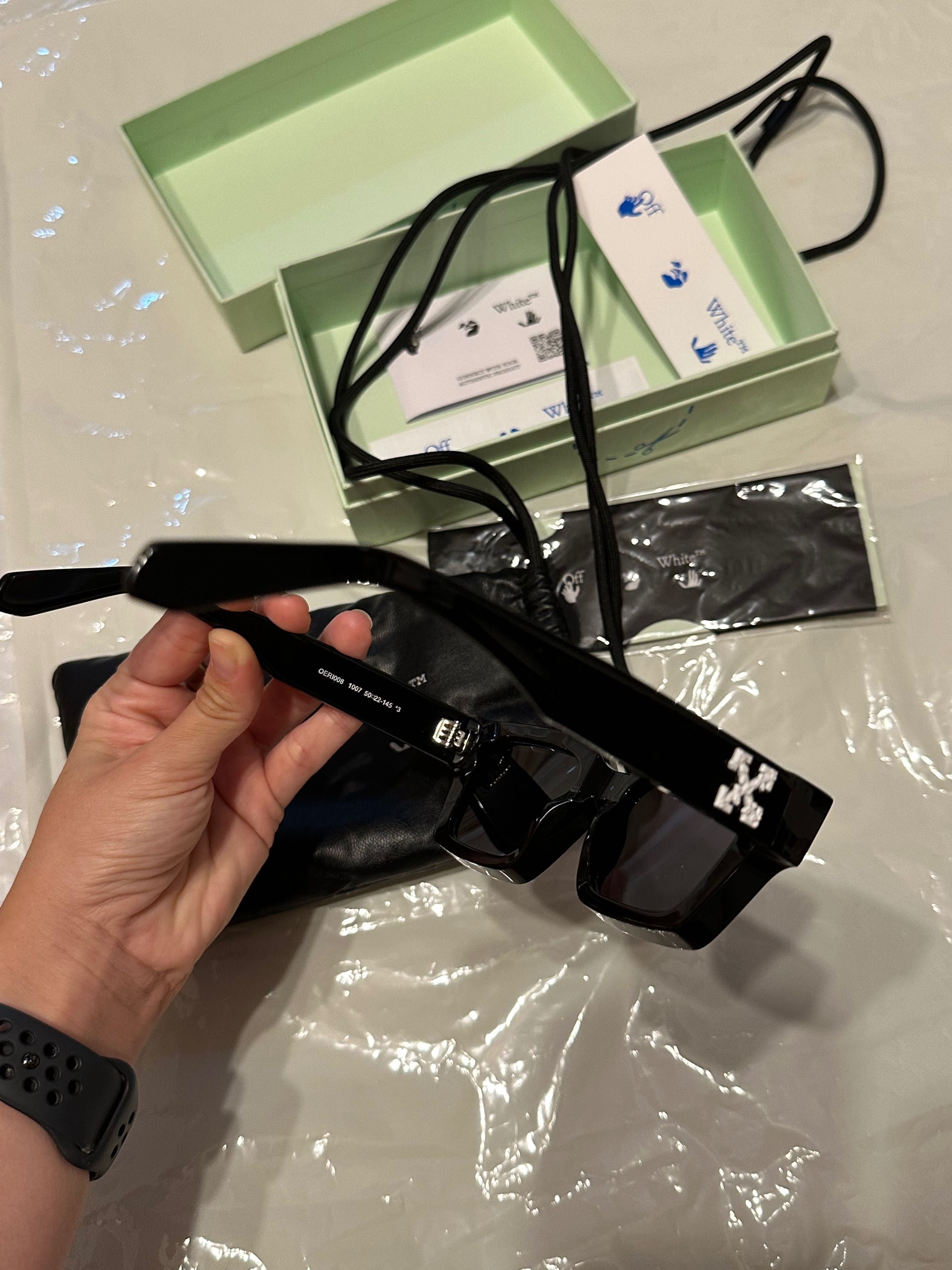 OFF-WHITE Virgil Black Grey Square Sunglasses With Box OERI008 1007  50-22-145