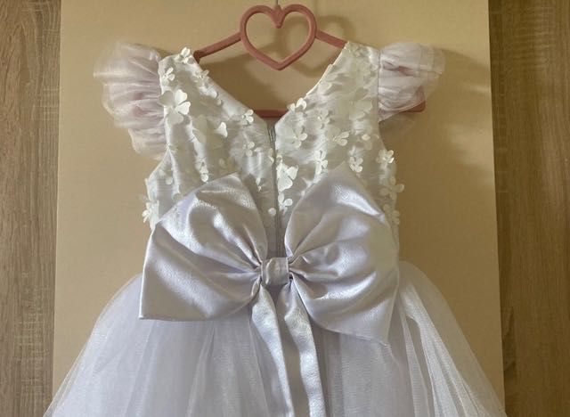 Бяла рокля с тюл Теди мод 122 см