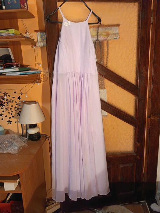 Rochie din voal cu buzunare roz