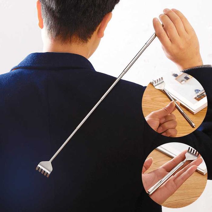 Aparat din oțel inoxidabil, ajustabil, retractabil, cu maner ergonomic zgaraietor  3 modele, gheara urs schelet, drept, antena telescopica 58cm masaj