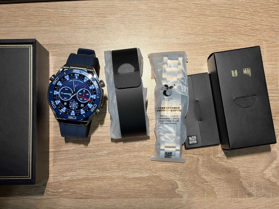 Huawei Watch Ultimate Voyage Blue – Отлично състояние, титаниева верижка, пълен комплект