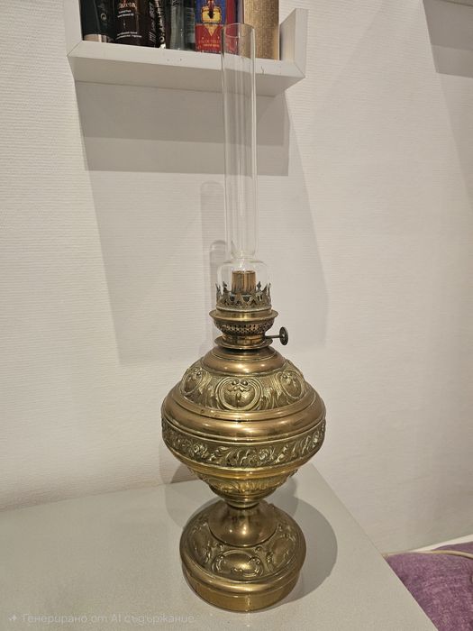 Антикварна месингова газена лампа – 55 см