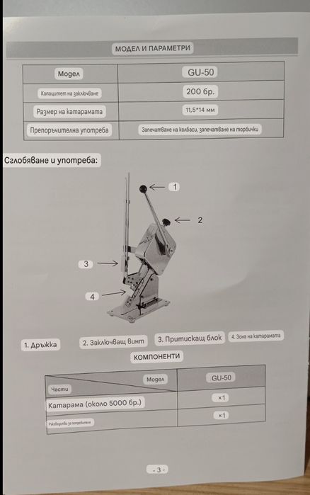 Ръчен клипсатор за колбаси