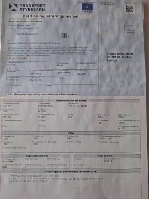 Remorga GL vagnen 1000 KG