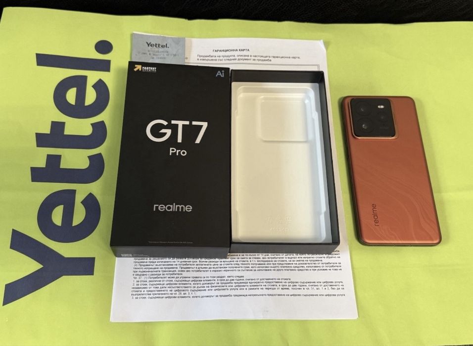КАТО НОВ 512GB Realme GT7 Pro Гаранция Yettel 2027г. Orange gt 7