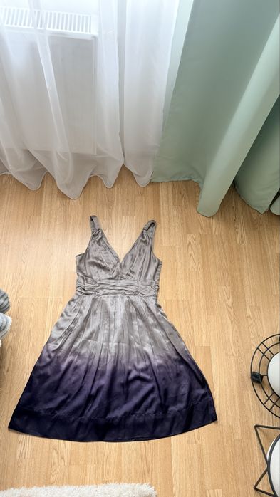 Rochie din 100% Mătase Naturală, cu buzunare – Model Ombre elegant