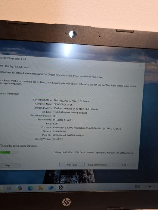Laptop hp ryzen3