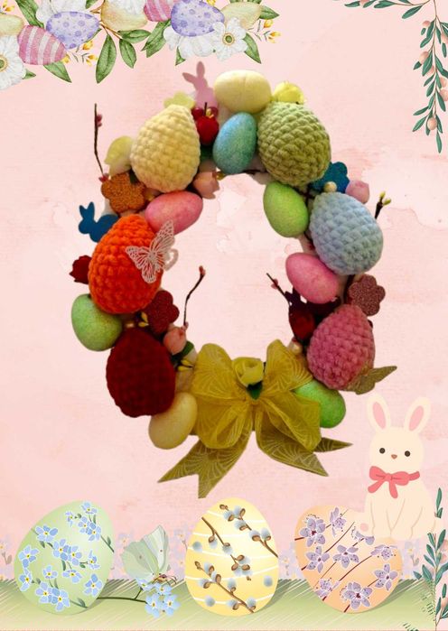 Великденски ръчно плетен венец