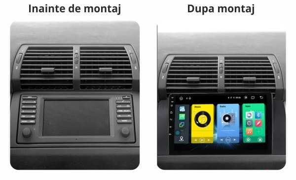 Navigatie Android 14 Bmw Seria 5 X5 E39 E53 1/8 Gb Waze CarPlay CAMERA