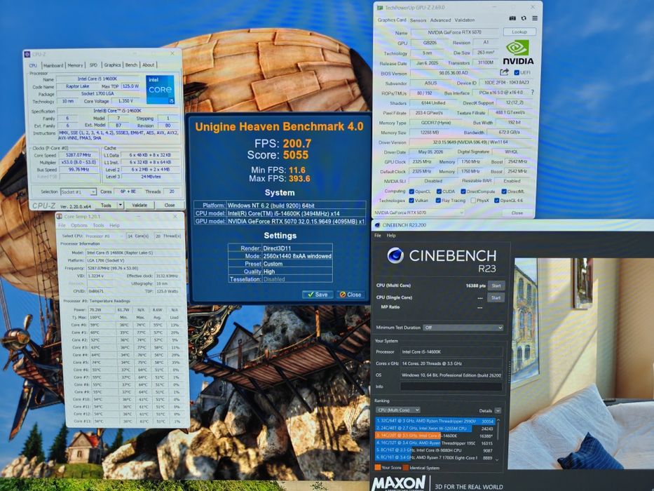 PC / Sistem Gaming Serioux componente Asus, I5 14600k, RTX 5070 Asus Dual, garanție emag