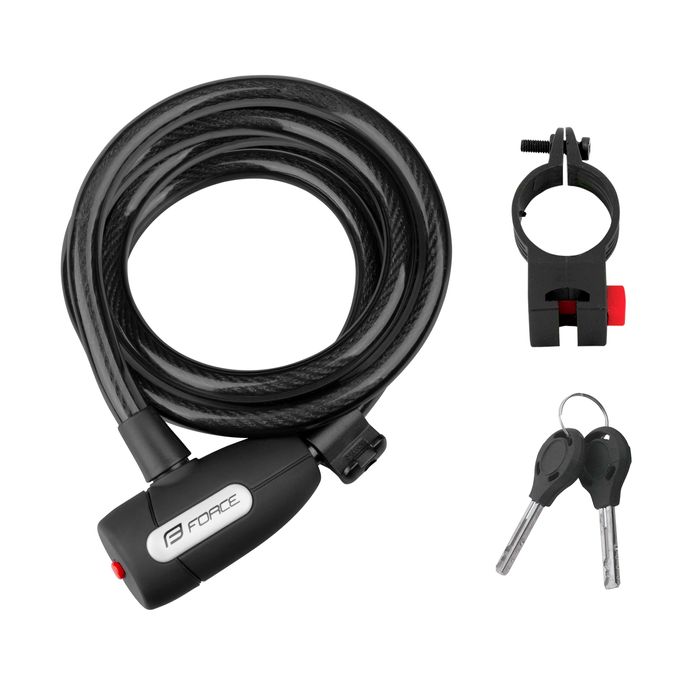 Заключващо устройство за велосипед с ключ FORCE LUX 180см/12мм +Държач
