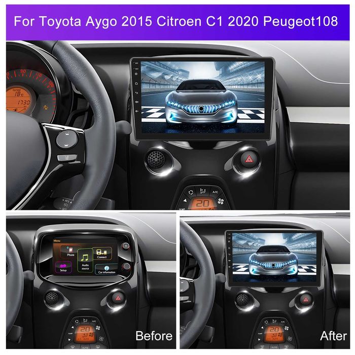 Мултимедия за Toyota Aygo Citroen C1 Peugeot 108 навигация DIN Android