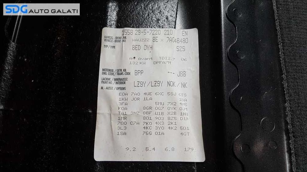 Motor 2.7 V6 TDI BPP 132KW 180CP Audi A4 B7 2005 - 2008