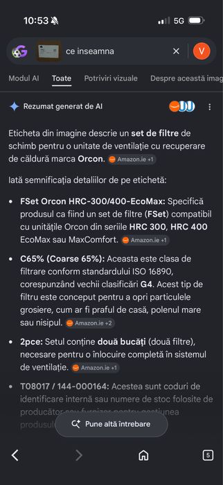 Set Filtre Orcon HRC-300/400-EcoMax (2 bucăți) - Nou