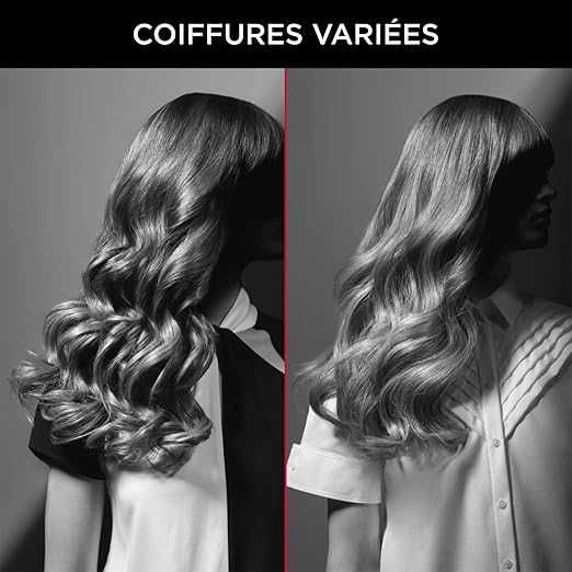 Маша за коса Rowenta x Karl Lagerfeld CF321LF0, 200°C Keratin & Shine, Кабел 1.8 м, Черен/Червен