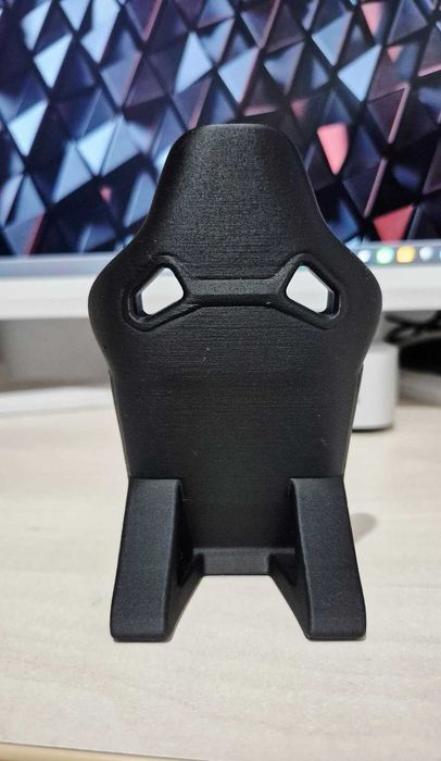 Suport telefon tip scaun gaming – printat 3D din PLA, Negru