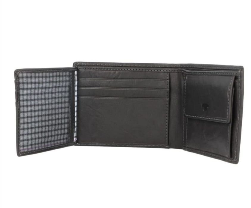 Vând portofel bărbați, din piele naturala, negru, 10 cm