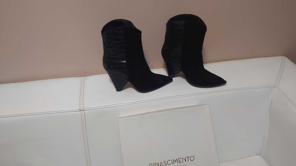 Дамски боти, естествена кожа, 38 размер, черни, италиянски