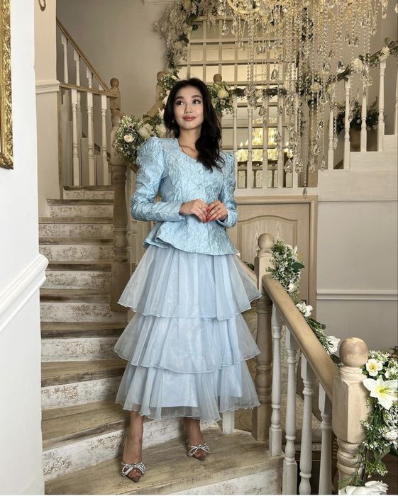 Платье двойка голубая