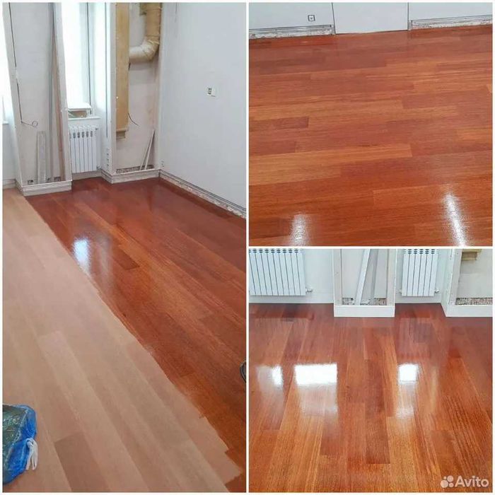 Установка плинтусов настил паркета ламината деревянных полов шлифовка