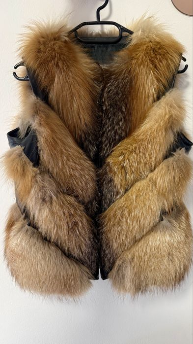 Haina de blana full de Vulpe Canadiana, cu fermoar, model Transformers 2 in 1, "V"
