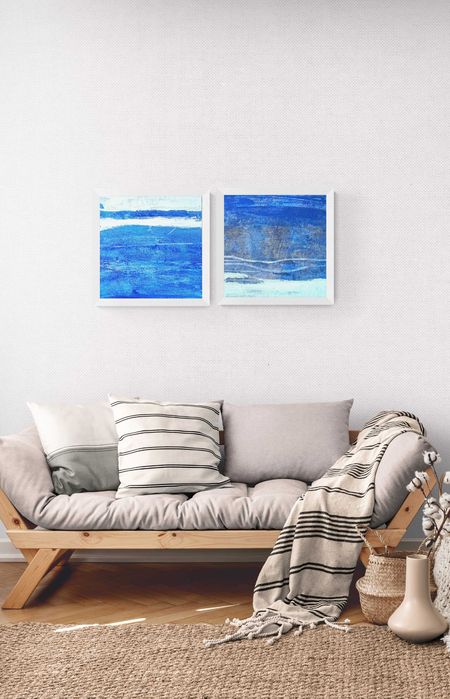 Set 2 tablouri abstracte în acrilic 30x30 cm