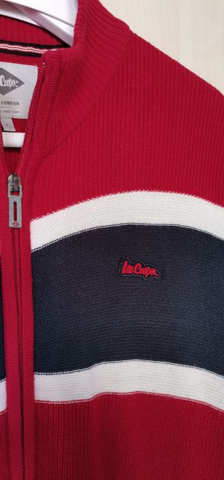 Pulover Cardigan bărbați Lee Cooper mărimea L roșu fermoar