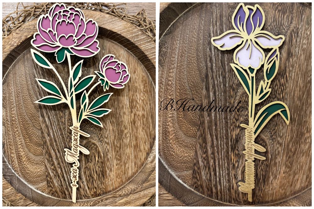 Персонализирани, ръчно рисувани, дървени цветя за различни поводи