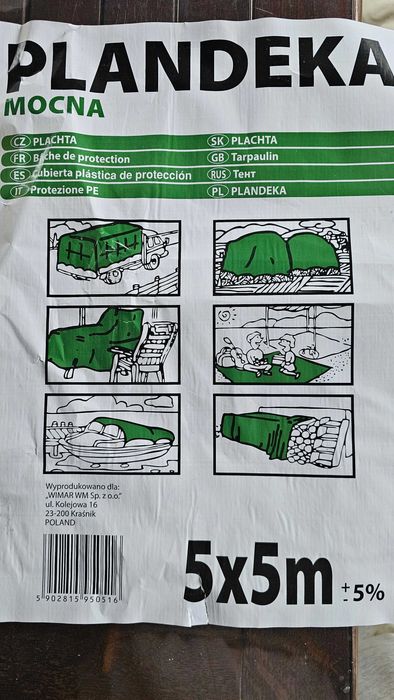 Prelata impermeabila 5 X 5 metri, 110g / mp, verde