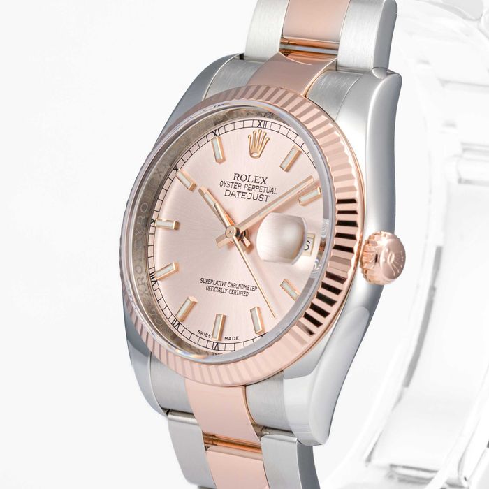 Rolex Datejust 36mm Everose Gold and Steel 116231 Pink dial