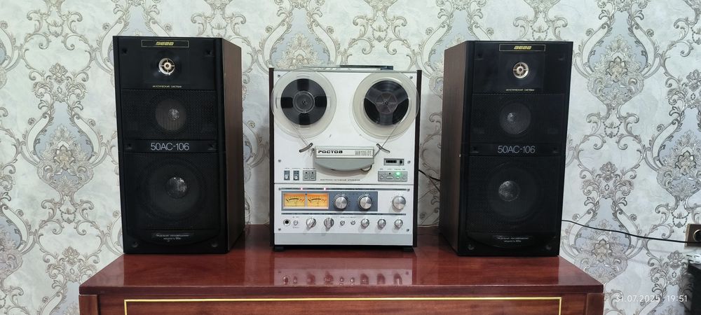 Катушечный магнитофон Ростов 105 и колонки Вега 50 ас