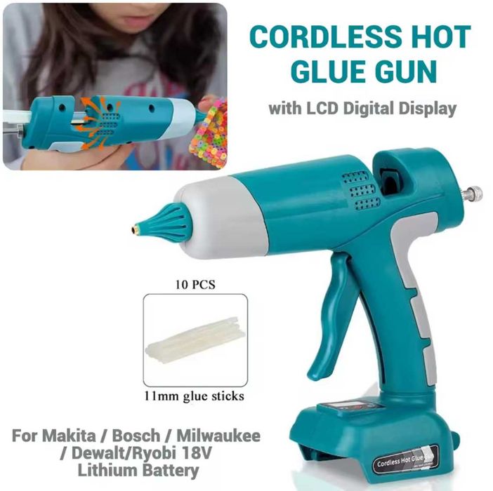 Акумулаторен Пистолет за топло лепило с дисплей и рег.на температурата