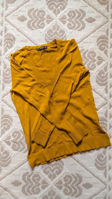 Pulover subtire/ Bluza tricotata Mango cu maneca lunga mustar 36/ S