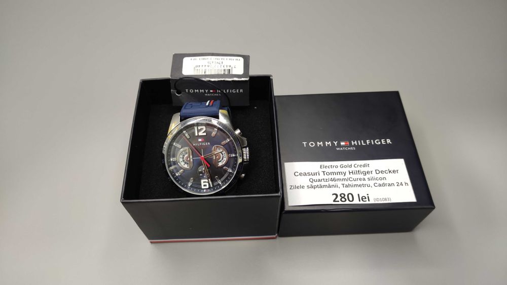 Ceas Tommy Hilfiger Decker Quartz/46mm/Silicon/Geam Mineral/Cutie/Nou!