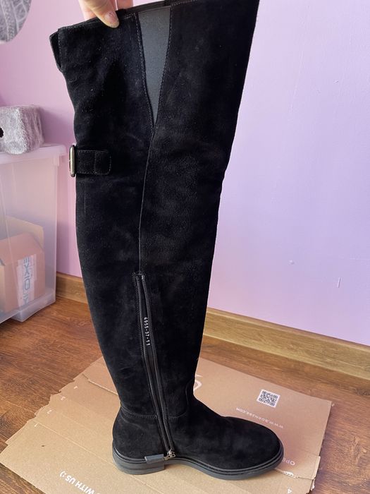 Cizme peste genunchi Anna Cori Camoscio Negru