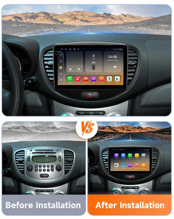 Мултимедия 9″ Android 14 за HYUNDAI I10 I CARPLAY навигация RDS DSP
