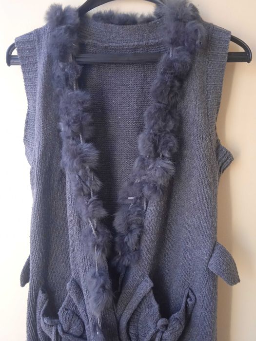 Дамска жилетка вълна и естествен косъм